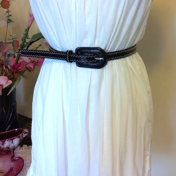 NWT Chic Black Faux Leather Fashion Belt with Buckle for Women’s Dress Skirt - Picture 7 of 9